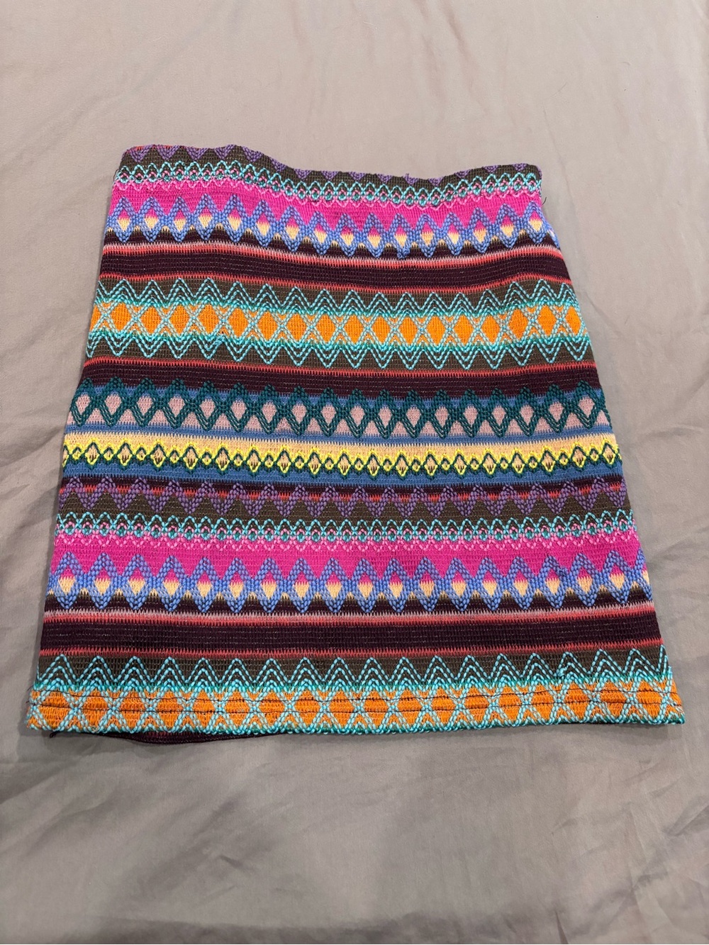 Forever 21 Bright Multi-Color Patterned Knit Mini Skirt